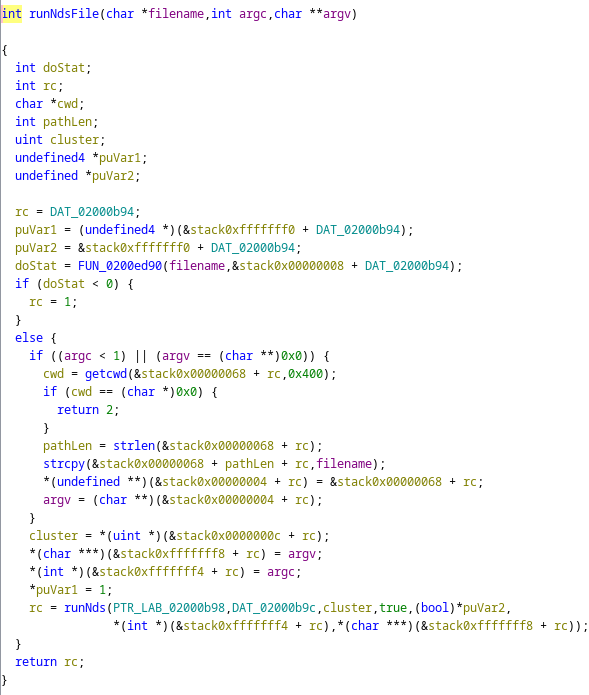 EZ-Flash Parallel firmware decompilation snippet - runNdsFile()